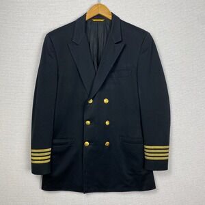 Delta Air Lines Pilot Blazer Mens 40R Captain Uniform 4 Stripe Double Breasted